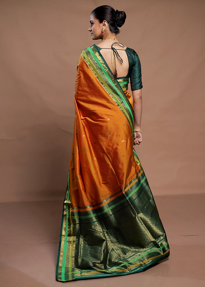 Rust Kanjivaram Silk Saree With Blouse Piece