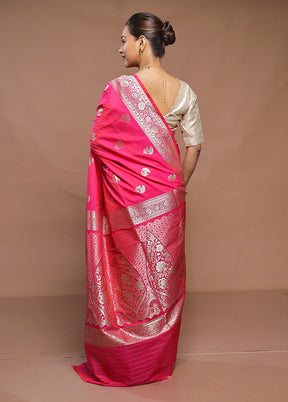 Pink Katan Silk Saree With Blouse Piece