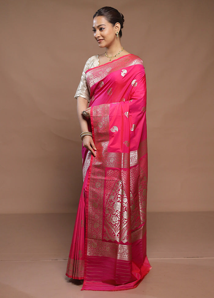 Pink Katan Silk Saree With Blouse Piece