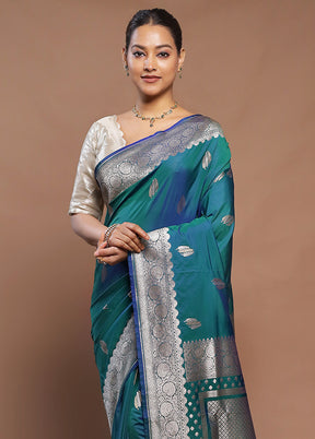 Green Katan Silk Saree With Blouse Piece