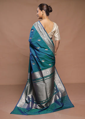 Green Katan Silk Saree With Blouse Piece