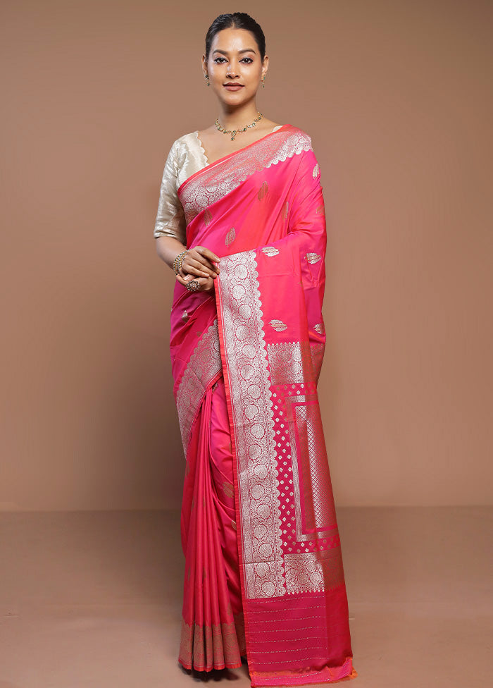 Pink Katan Silk Saree With Blouse Piece