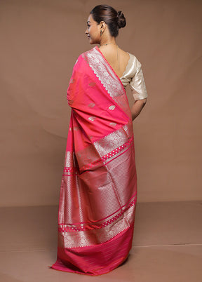 Pink Katan Silk Saree With Blouse Piece