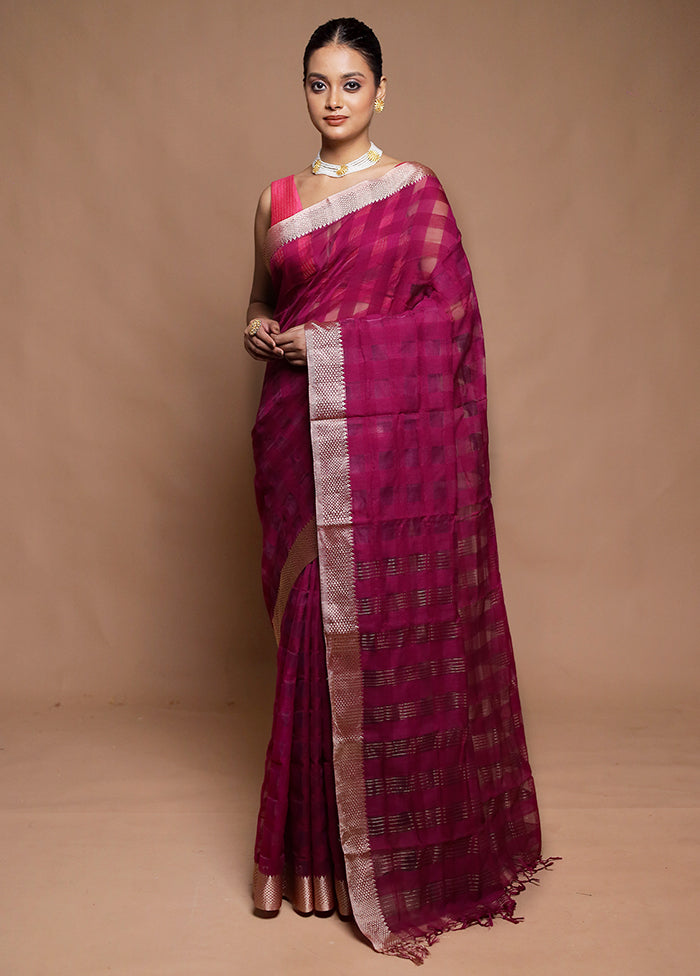 Pink Cotton Saree With Blouse Piece