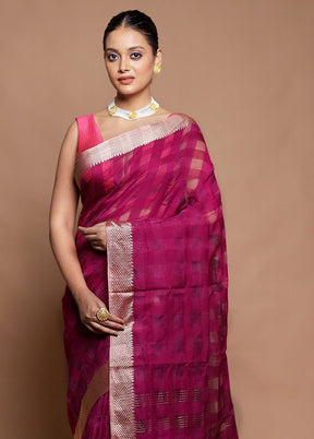 Pink Cotton Saree With Blouse Piece