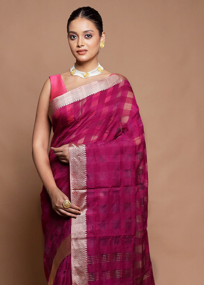 Pink Cotton Saree With Blouse Piece