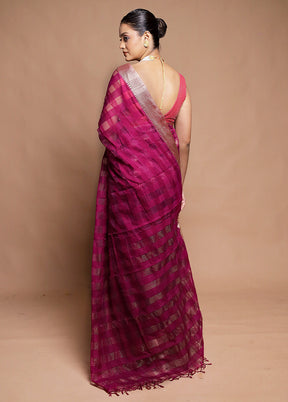 Pink Cotton Saree With Blouse Piece