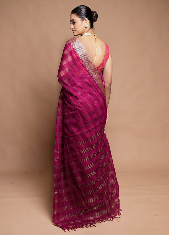 Pink Cotton Saree With Blouse Piece