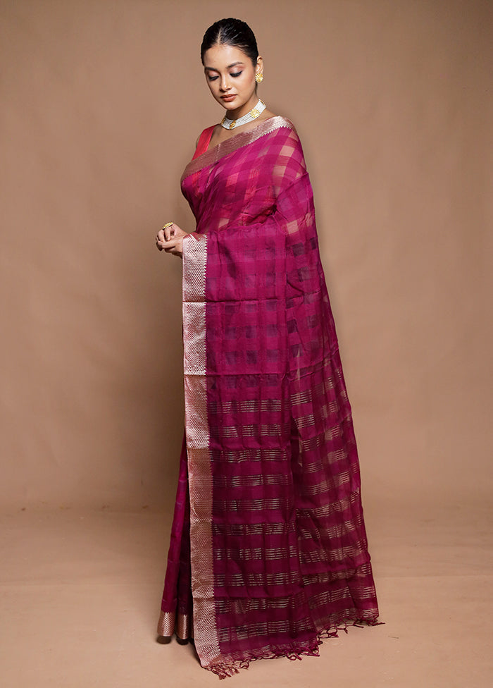 Pink Cotton Saree With Blouse Piece
