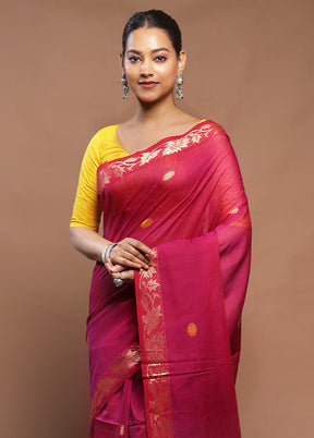 Pink Cotton Saree With Blouse Piece