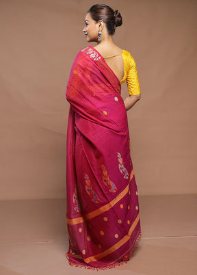 Pink Cotton Saree With Blouse Piece