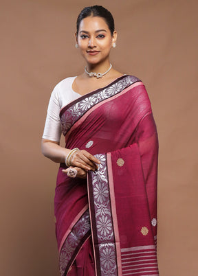 Purple Cotton Saree With Blouse Piece