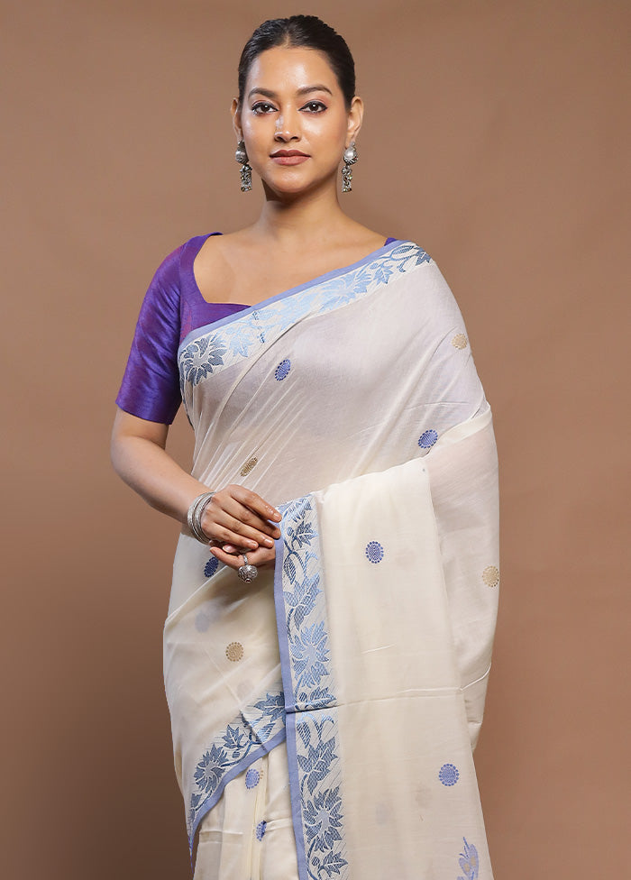 White Cotton Saree With Blouse Piece