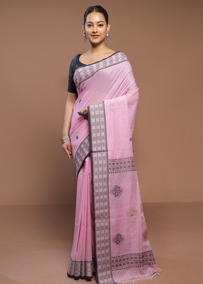 Pink Cotton Saree With Blouse Piece