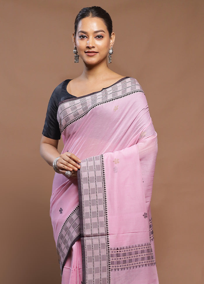 Pink Cotton Saree With Blouse Piece