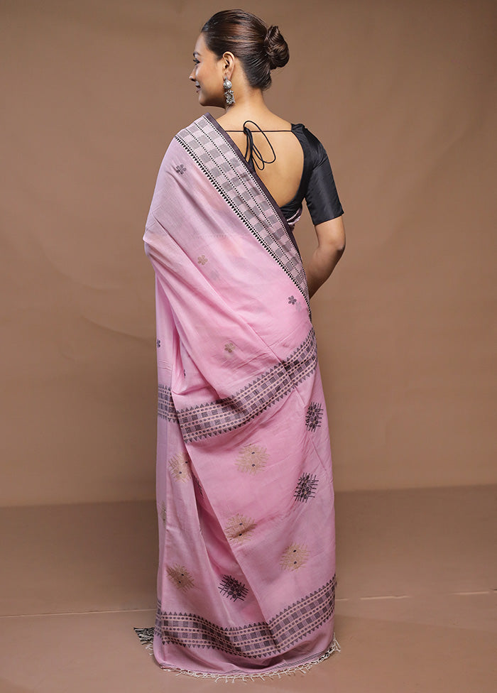 Pink Cotton Saree With Blouse Piece