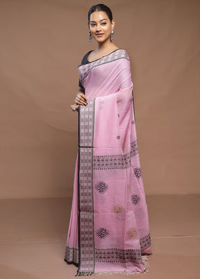 Pink Cotton Saree With Blouse Piece