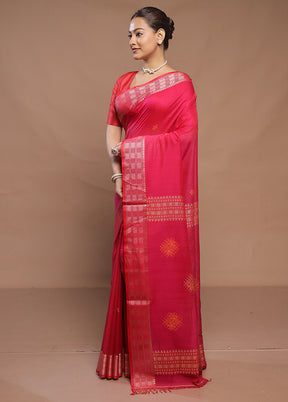 Pink Cotton Saree With Blouse Piece