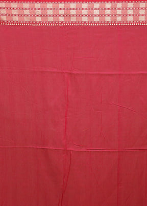 Pink Cotton Saree With Blouse Piece