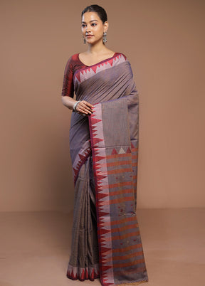 Grey Cotton Saree With Blouse Piece