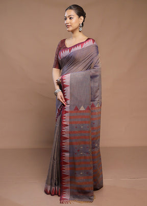 Grey Cotton Saree With Blouse Piece