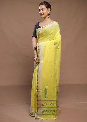 Yellow Cotton Saree With Blouse Piece