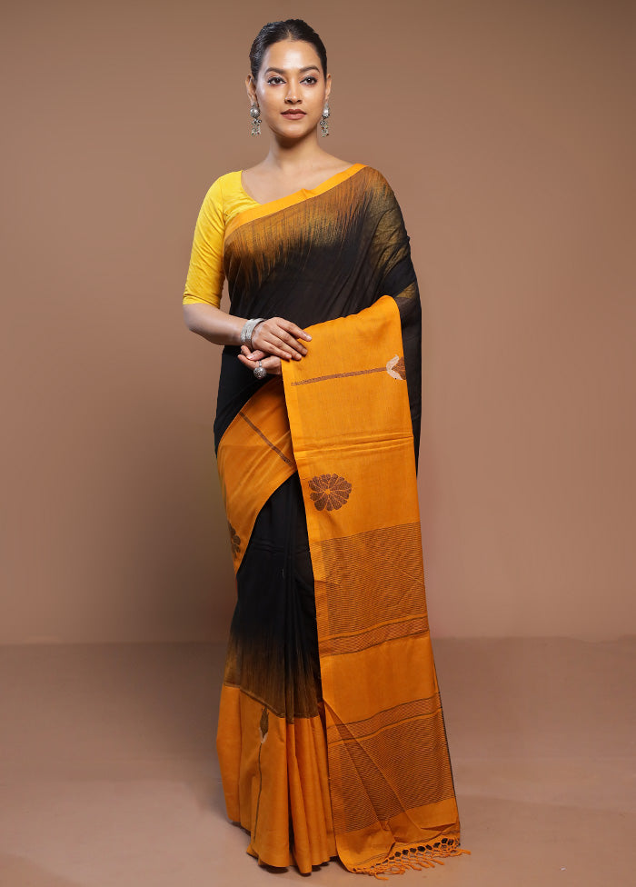 Yellow Cotton Saree With Blouse Piece