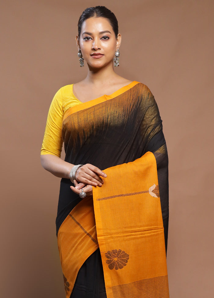 Yellow Cotton Saree With Blouse Piece