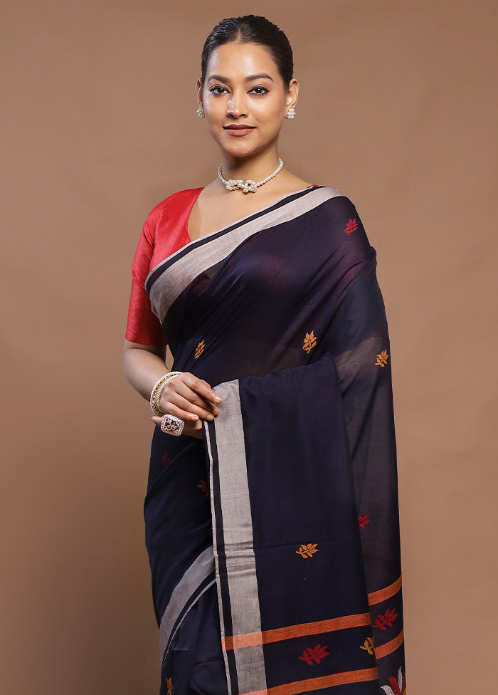 Blue Cotton Saree With Blouse Piece