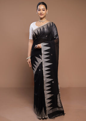 Black Cotton Saree With Blouse Piece