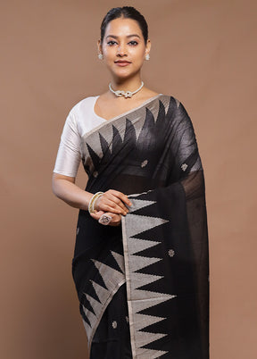 Black Cotton Saree With Blouse Piece