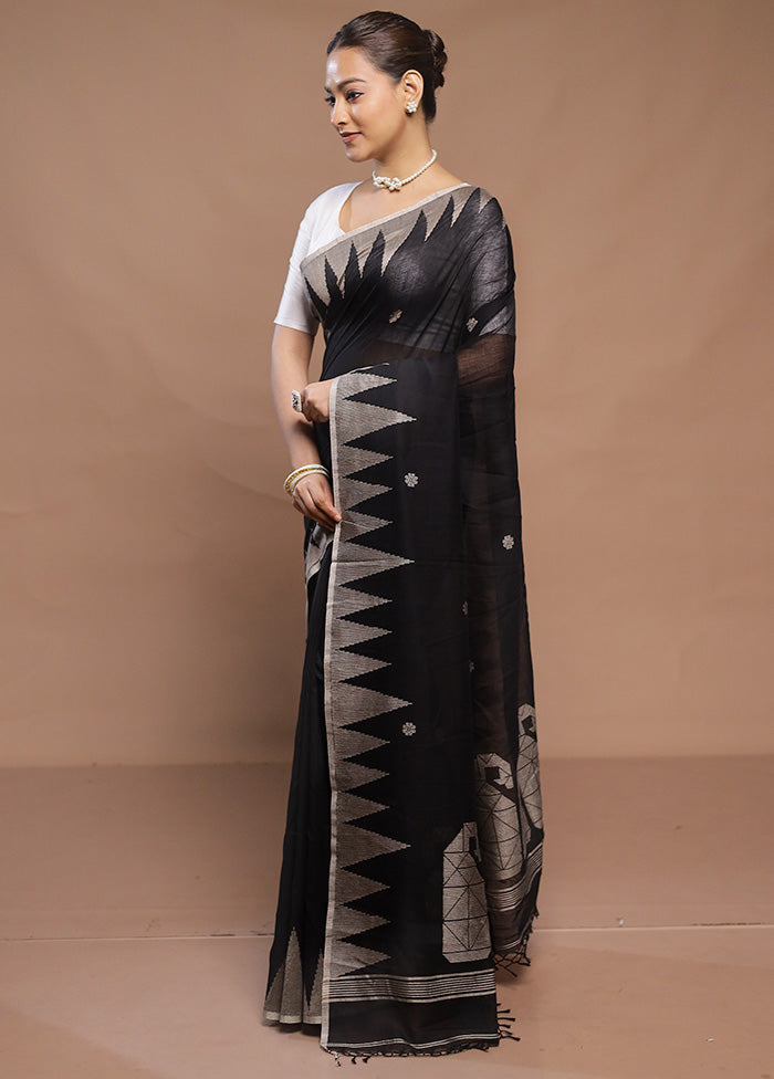 Black Cotton Saree With Blouse Piece