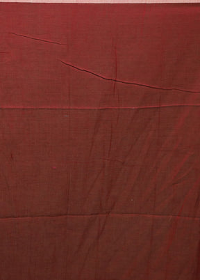 Maroon Cotton Saree With Blouse Piece