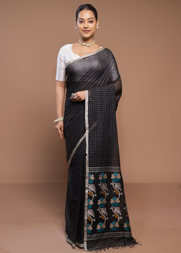 Black Cotton Saree With Blouse Piece