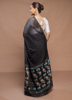 Black Cotton Saree With Blouse Piece