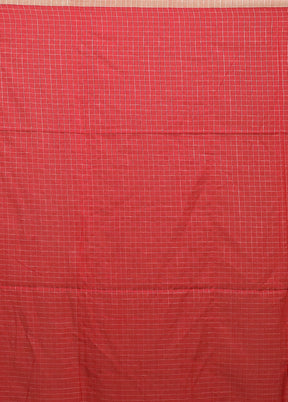 Red Cotton Saree With Blouse Piece