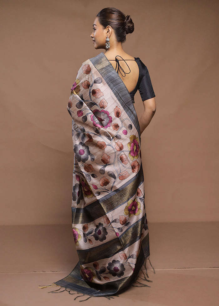 Multicolor Tussar Silk Saree With Blouse Piece