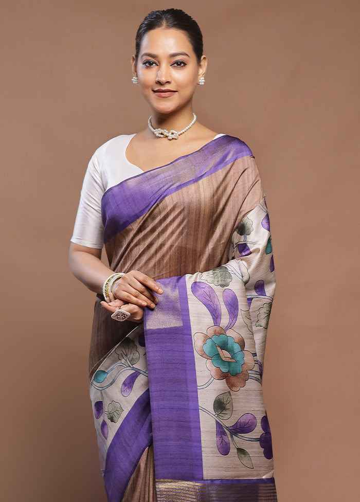 Multicolor Tussar Silk Saree With Blouse Piece