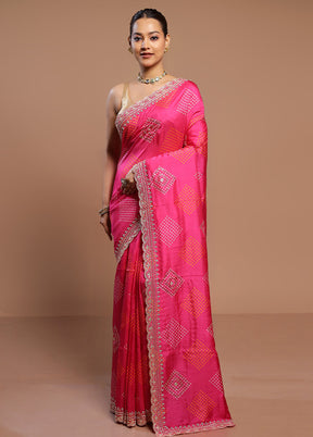 Pink Handloom Chiffon Pure Silk Saree With Blouse Piece