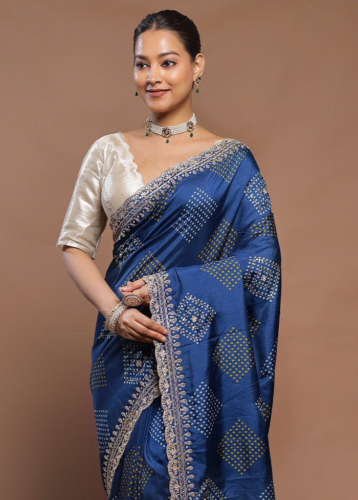 Blue Handloom Chiffon Pure Silk Saree With Blouse Piece