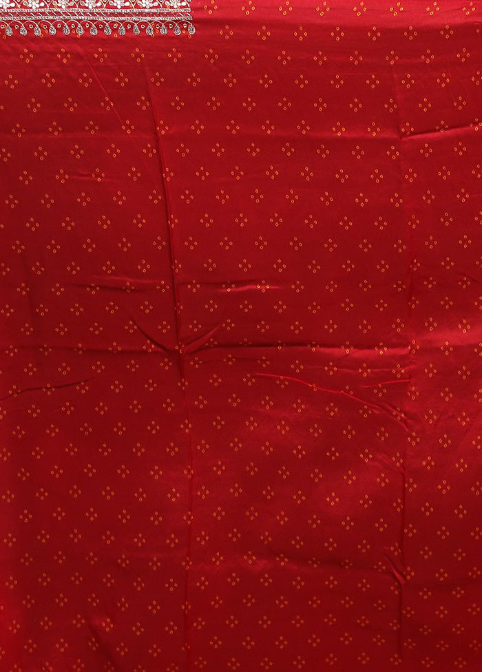 Red Handloom Chiffon Pure Silk Saree With Blouse Piece