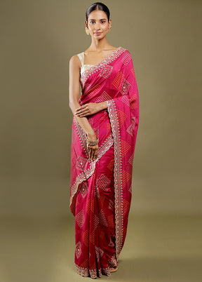 Pink Handloom Chiffon Pure Silk Saree With Blouse Piece