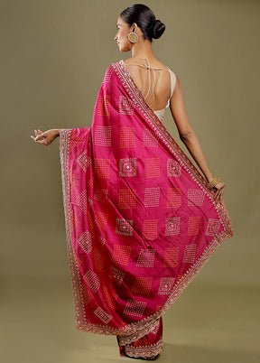 Pink Handloom Chiffon Pure Silk Saree With Blouse Piece