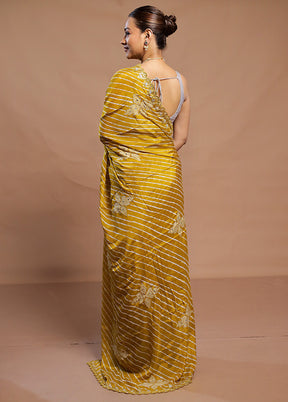 Yellow Handloom Chiffon Pure Silk Saree With Blouse Piece