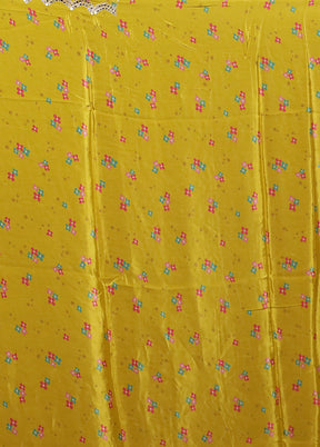 Yellow Printed Pure Silk Saree Without Blouse Piece