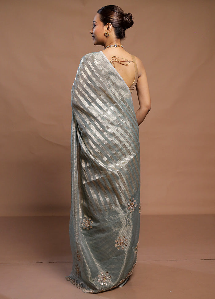 Green Tissue Silk Saree With Blouse Piece