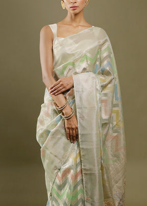 Green Tissue Silk Saree With Blouse Piece