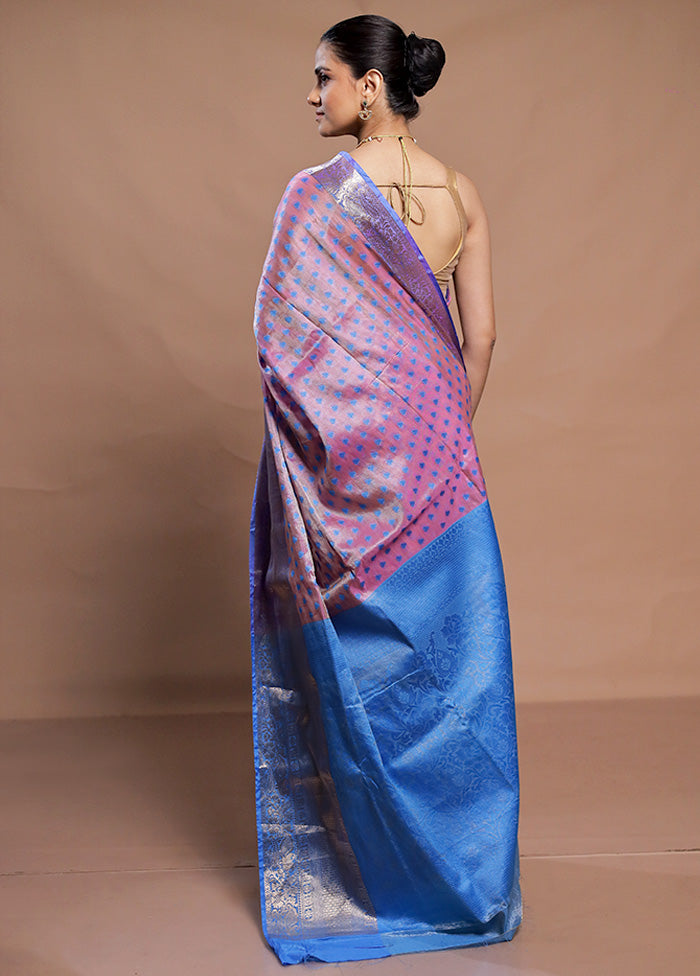 Pink Kora Silk Saree With Blouse Piece