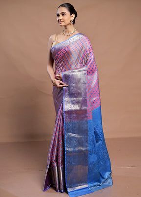 Pink Kora Silk Saree With Blouse Piece