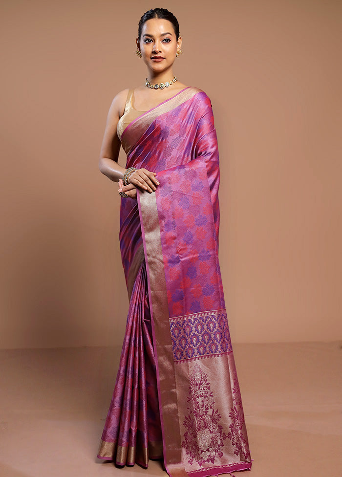 Purple Kanjivaram Silk Saree With Blouse Piece